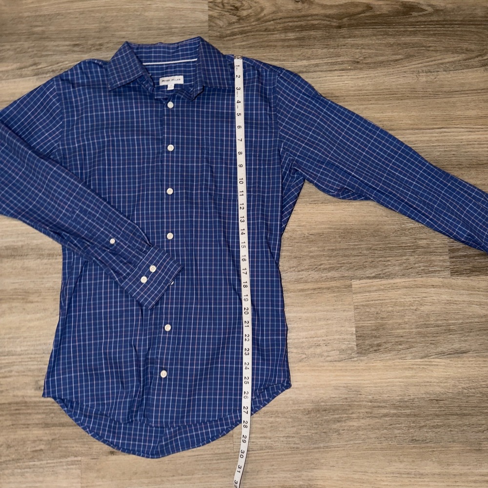 Peter Millar Blue Windowpane Check Button-Down Sh… - image 3